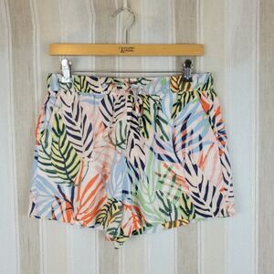 Tahari 100% Linen Tropical Print Shorts‎ Colorful Size Medium